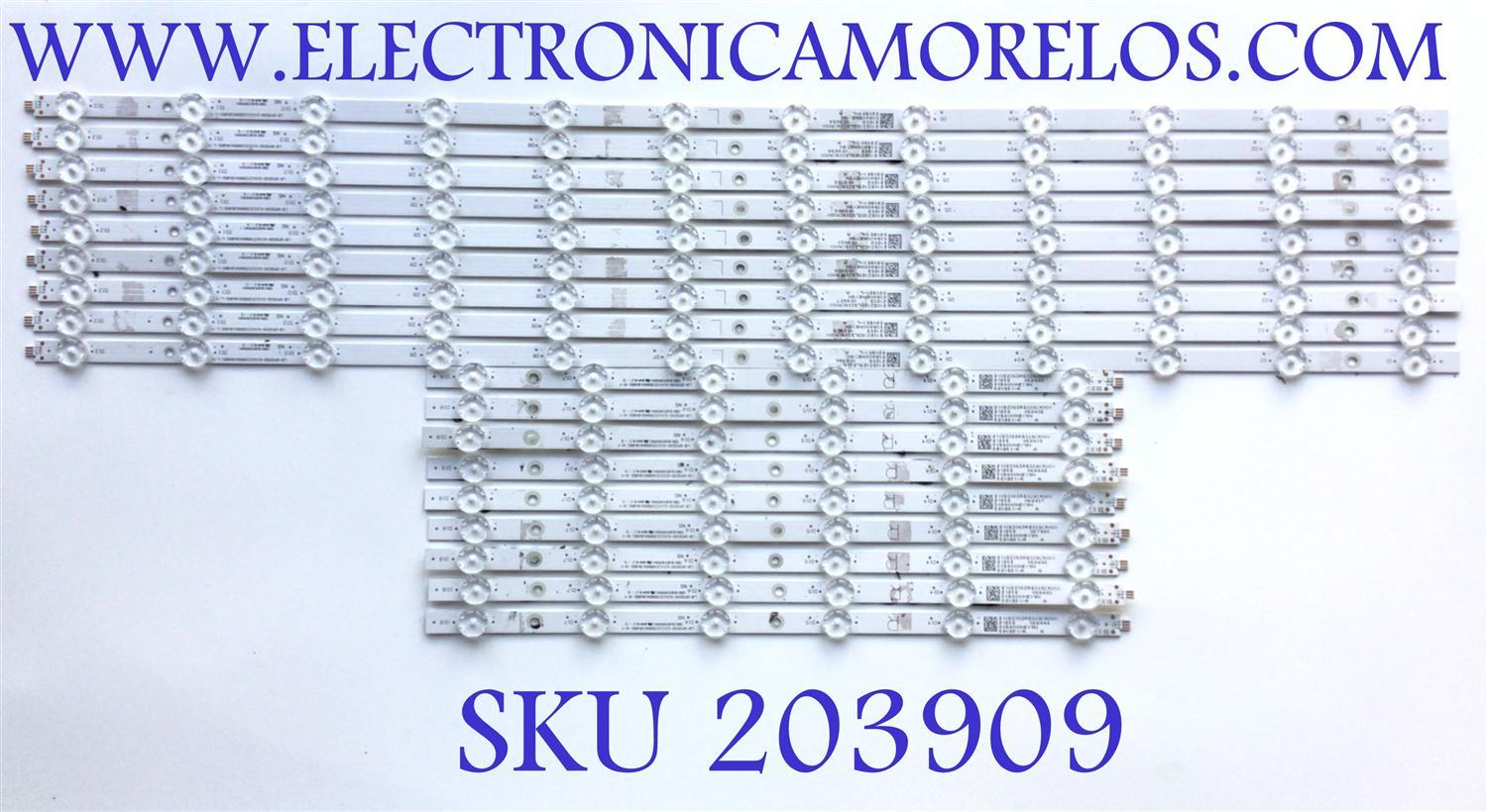KIT DE LEDS PARA TV VIZIO ORIGINAL 18 PIEZAS / 210BZ06DRB339CR00X / 210BZ12DLB339CR00X / 58VB51-R / 58VB51-L / LB-GM3030-GJVIZIO589X18VB51-R-Y / LB-GM3030-GJVIZIO589X18VB51-L-Y / 50B4000NEY9N / 50B6000MEY9N / PANEL TPT580WR / CC580PV7D / MODELO M58Q7-J01